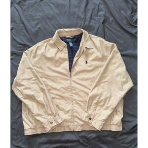 Vtg Polo Ralph Lauren Harrington Jacket Bomber Bi Swing Windbreaker Tan Sz XL